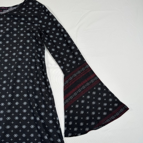 LOL Always Long Sleeve Knee Length Casual Dress Womens Size M Black Bell Sleeve - Picture 8 of 8